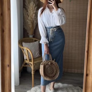 Jupe jean bleu clair